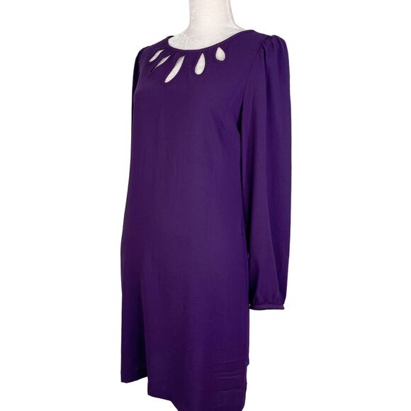 Gabby Skye Dress 10 Purple Long Sleeve Cut Outs Back Zipper - Picture 4 of 11